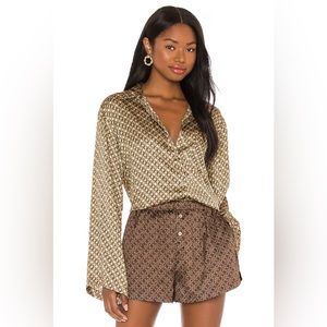 $188 L'ACADEMIE SILKY BUTTON UP TOP LOVERS FRIENDS ANINE BING REVOLVE CULT GAIA